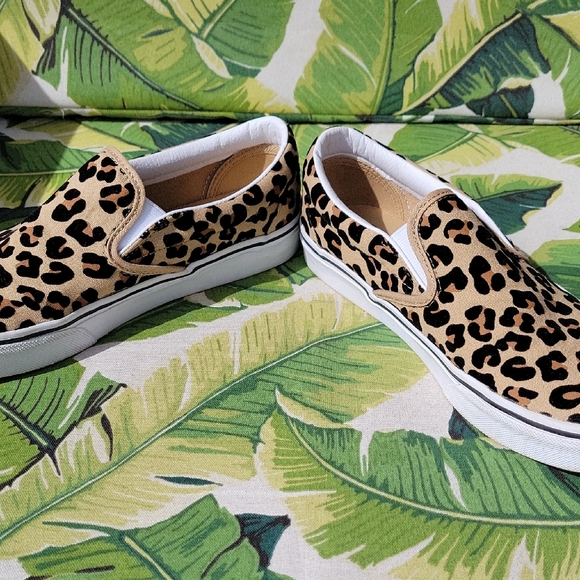 Vans Slip-On Sneakers Leopard Print Tan Black - Picture 5 of 6